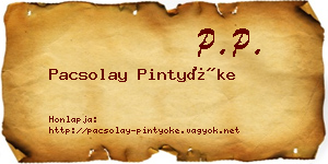 Pacsolay Pintyőke névjegykártya
